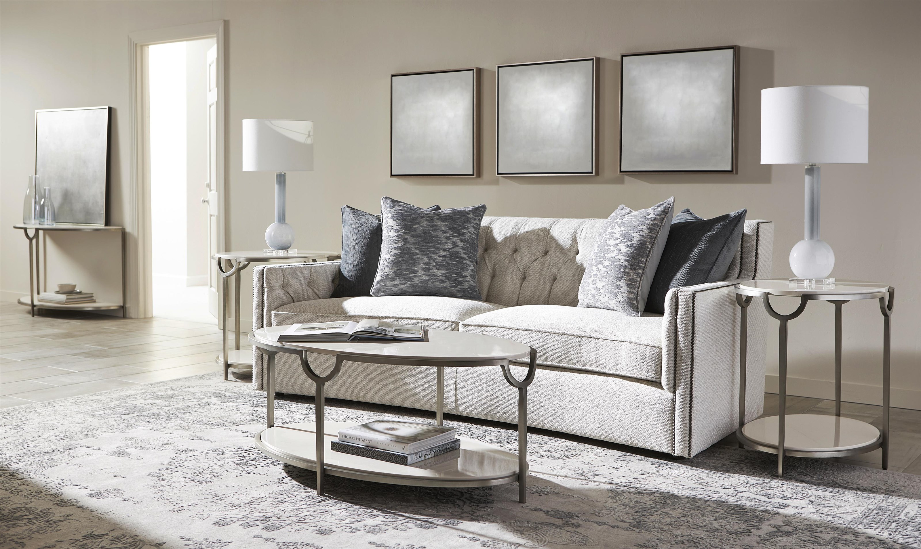 Bernhardt Candace 102790145 Transitional Curved Sofa with Nailhead Trim